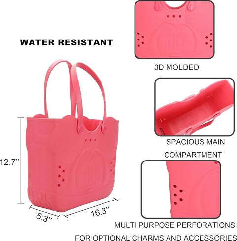 Bioworld Disney Mickey Mouse Face 16.5" Adult Black Pink Water-Resistant Rubber Molded Large Tote Beach Swim Bag in Saudi Arabia