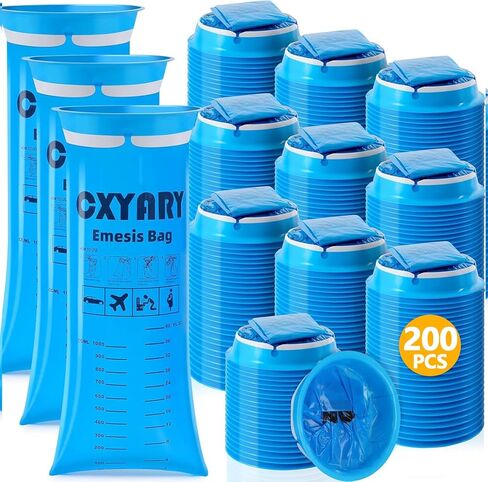 100 Pack Vomit Bags Disposable, 1000ml Emesis Bags, Portable Throw Up Puke Nausea Bag for Pregnant Women, Leak Resistant for Car and Travel Motion Sickness in Kuwait