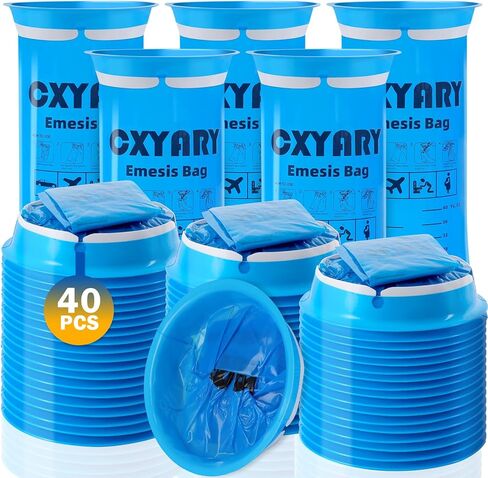 100 Pack Vomit Bags Disposable, 1000ml Emesis Bags, Portable Throw Up Puke Nausea Bag for Pregnant Women, Leak Resistant for Car and Travel Motion Sickness in Kuwait