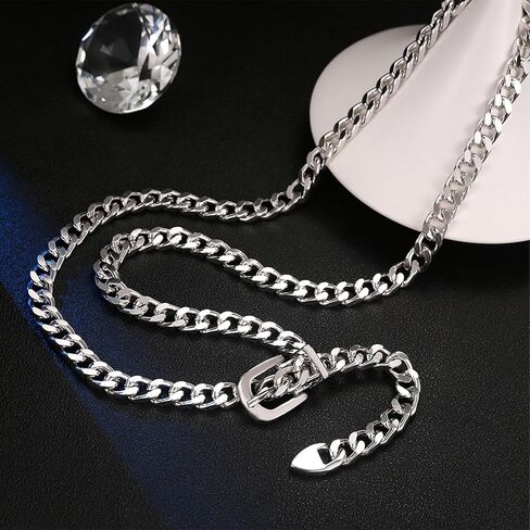 Waist Chain Belt for Women Silver Adjustable Chunky Metal Waist Link Trendy Hypoallergenic Belts for Jeans Dresses Statement Summer Beach Chain Belt Birthday Anniversary Wedding Party Costume Decor in Saudi Arabia