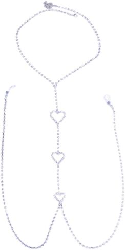 Kokoma Women's Rhinestone Body Chain Necklace Non-Piercing Nipple Rings CZ Heart Chest Chain Adjustable Bikini Bra Body Jewelry for Clothing Accessories in Saudi Arabia