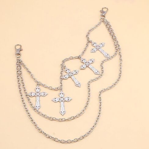 Cross Jean Chains for Women Pants Chain for Men Pocket Chain for Pants Biker Hip Punk Chains Accessory Silver Trendy Fashion for Music Festival Concert Cosplay Jewelry for Women in Saudi Arabia