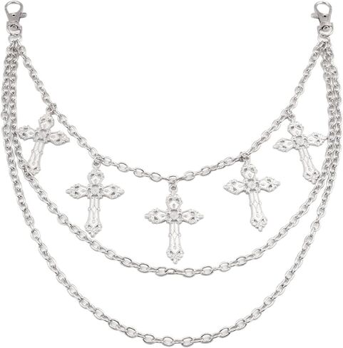 Cross Jean Chains for Women Pants Chain for Men Pocket Chain for Pants Biker Hip Punk Chains Accessory Silver Trendy Fashion for Music Festival Concert Cosplay Jewelry for Women in Saudi Arabia