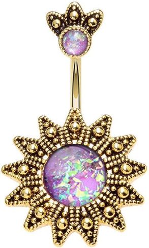 Golden Antique Opal Sunburst Belly Button Ring in Saudi Arabia