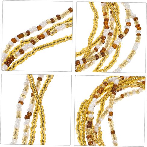 Bead Waist Chain Jewelry Set for Women Handmade Belly Waist Chain Lightweight Decorative for Beach Dance Coffee Color Scheme in Saudi Arabia