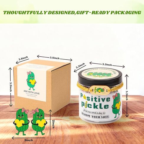 Positive Pickle Affirmation Jar with NFC Bracelet - 60 Affirmation Cards for Women, Emotional Support Gifts, Birthday Gifts for Teens, Stocking Stuffers in Kuwait