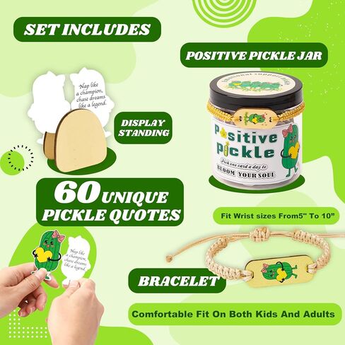 Positive Pickle Affirmation Jar with NFC Bracelet - 60 Affirmation Cards for Women, Emotional Support Gifts, Birthday Gifts for Teens, Stocking Stuffers in Kuwait