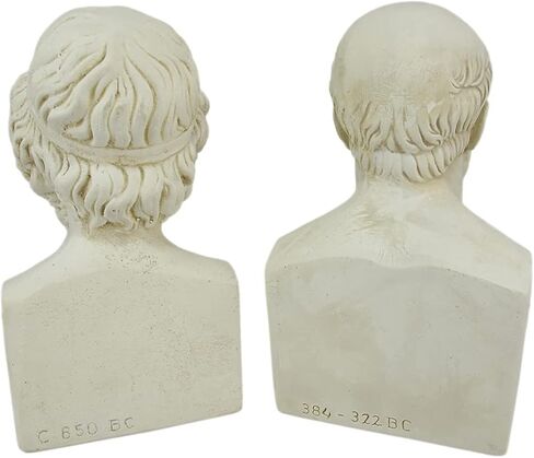 Aristotle and Homer Bust Antique White Plaster Bookends: Timeless Grecian Philosophy Sculptures, 8 Inches High, Decorative Pillars of Wisdom for Your Bookshelves in Saudi Arabia