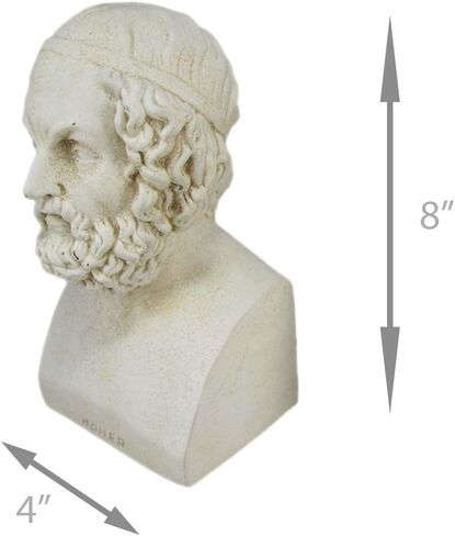 Aristotle and Homer Bust Antique White Plaster Bookends: Timeless Grecian Philosophy Sculptures, 8 Inches High, Decorative Pillars of Wisdom for Your Bookshelves in Saudi Arabia