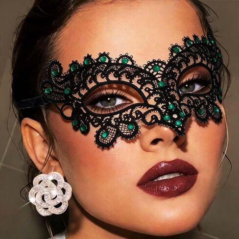 ياليس ريشة أقنعة تنكرية للنساء لامعة كريستال البندقية العين قناع دانتيل لزي الكرة كرنفال ماردي غرا قناع in Kuwait