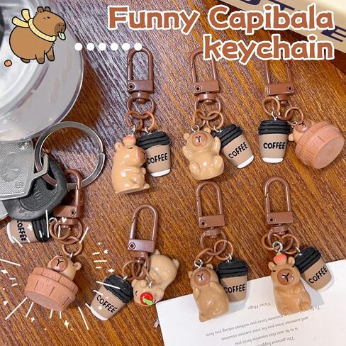 5Pcs/Set 3D Cute Cartoon Capybara Keychain Cartoon Resin Animal Keyring Bag Pendant Fashion Accessory for Backpack and Phone Decoration in Saudi Arabia
