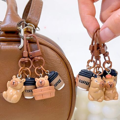 5Pcs/Set 3D Cute Cartoon Capybara Keychain Cartoon Resin Animal Keyring Bag Pendant Fashion Accessory for Backpack and Phone Decoration in Saudi Arabia