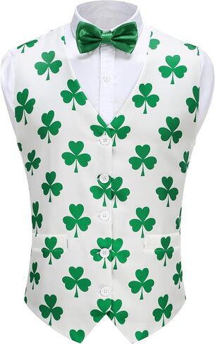 Lmyove Men Suit Vest St Patrick's مع طباعة البرسيم TIE Bow ، وارتداء أوقات ترفيهية in Saudi Arabia