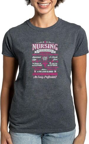CafePress Nursing Requirements T Shirt T Shirt Womens Classic Crew-Neck Soft Graphic T-Shirt in Saudi Arabia
