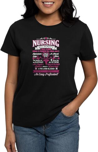 CafePress Nursing Requirements T Shirt T Shirt Womens Classic Crew-Neck Soft Graphic T-Shirt in Saudi Arabia