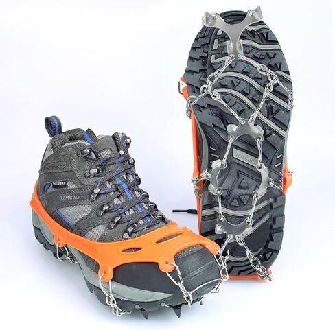 Crampons for Shoes - 12 Stainless Steel Spike Ice Cleats - Traction Snow Grips for Hiking, Mountaineering, and Climbing for Men and Women - Ideal for Snowy Terrain and Ice Conditions(XL) in Saudi Arabia