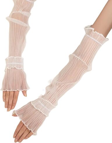 Women's Long Mesh Tulle Gloves Sheer Party Opera Elbow Length Gloves for Wedding Bridal Dance Party in Saudi Arabia