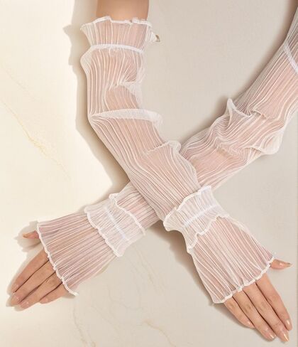 Women's Long Mesh Tulle Gloves Sheer Party Opera Elbow Length Gloves for Wedding Bridal Dance Party in Saudi Arabia