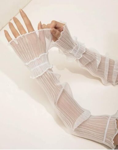Women's Long Mesh Tulle Gloves Sheer Party Opera Elbow Length Gloves for Wedding Bridal Dance Party in Saudi Arabia