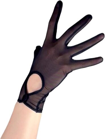 DooWay Black Short Mesh Gloves Women 9" Snap Botton Touchscreen Sheer Gloves for Driving Evening Party Dress Up in Saudi Arabia
