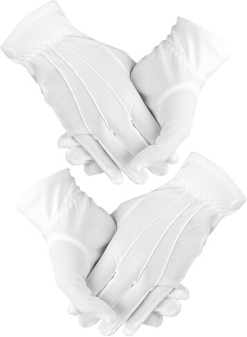 2 Pair White Gloves Men, Cotton White Santa Gloves Butler Marching Band Costume for Women & Men, Perfect for Magician Parties, Christmas Costume, and Butler Band Dress-Up, 4Pcs in Saudi Arabia