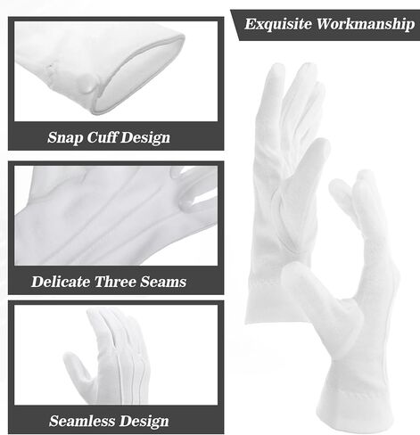 2 Pair White Gloves Men, Cotton White Santa Gloves Butler Marching Band Costume for Women & Men, Perfect for Magician Parties, Christmas Costume, and Butler Band Dress-Up, 4Pcs in Saudi Arabia