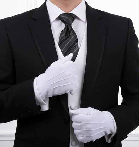 2 Pair White Gloves Men, Cotton White Santa Gloves Butler Marching Band Costume for Women & Men, Perfect for Magician Parties, Christmas Costume, and Butler Band Dress-Up, 4Pcs in Saudi Arabia