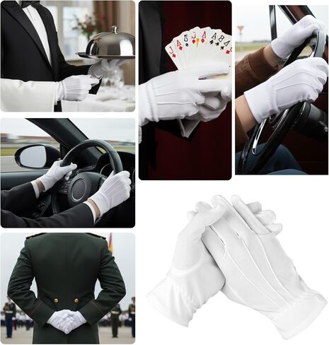 2 Pair White Gloves Men, Cotton White Santa Gloves Butler Marching Band Costume for Women & Men, Perfect for Magician Parties, Christmas Costume, and Butler Band Dress-Up, 4Pcs in Saudi Arabia