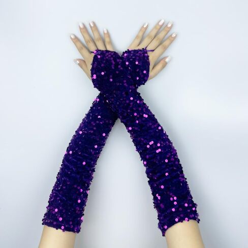 Specell Women Fingerless Velvet Sequin Gloves Long Fingerless Gloves for Opera Engagement Parties Banquets Weddings Christmas in Saudi Arabia