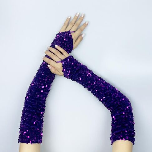 Specell Women Fingerless Velvet Sequin Gloves Long Fingerless Gloves for Opera Engagement Parties Banquets Weddings Christmas in Saudi Arabia
