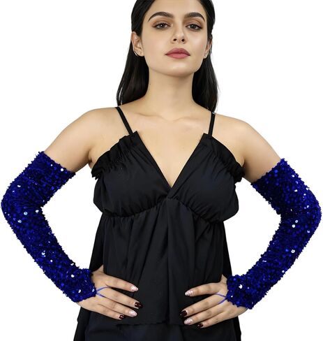 Specell Women Fingerless Velvet Sequin Gloves Long Fingerless Gloves for Opera Engagement Parties Banquets Weddings Christmas in Saudi Arabia