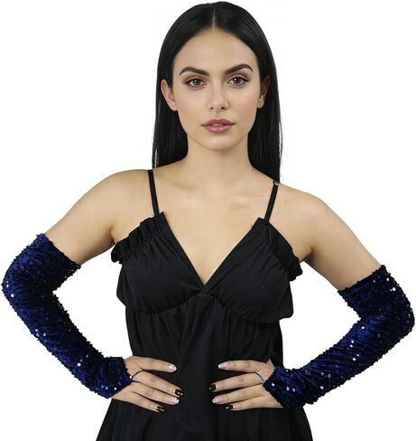 Specell Women Fingerless Velvet Sequin Gloves Long Fingerless Gloves for Opera Engagement Parties Banquets Weddings Christmas in Saudi Arabia