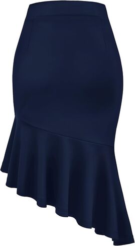 Women's Pencil Skirt High Waist Stretch Fishtail Office Work Skirt Ruffle Hem Bodycon Midi Skirt in Saudi Arabia