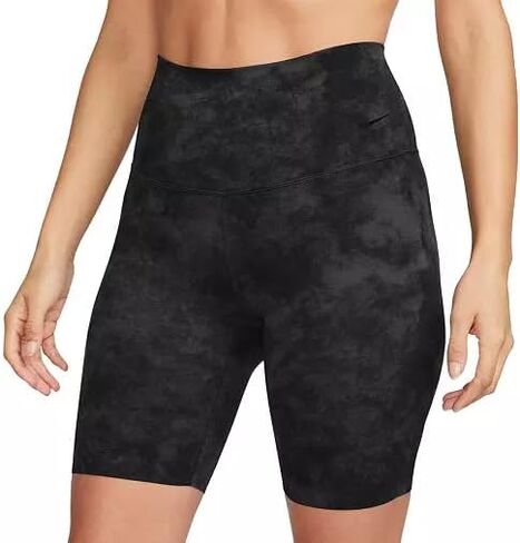 شورت راكب الدراجة النارية Zenvy Tie-Dye Gentle-Support عالي الخصر مقاس 8 بوصات من Nike للنساء، أسود in Kuwait