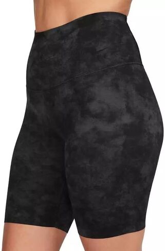 شورت راكب الدراجة النارية Zenvy Tie-Dye Gentle-Support عالي الخصر مقاس 8 بوصات من Nike للنساء، أسود in Kuwait
