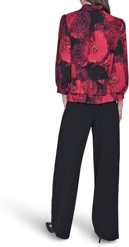 Karl Lagerfeld Womens Long Sleeve V-Neck Floral Printed Blouse in Saudi Arabia