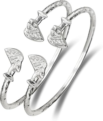Solid .925 Sterling Silver Thick Queen Nefertiti West Indian Bangles, cuff bracelets, Egypt Jewelry for women, 1 pair in Saudi Arabia