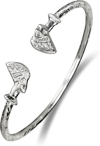 Solid .925 Sterling Silver Thick Queen Nefertiti West Indian Bangles, cuff bracelets, Egypt Jewelry for women, 1 pair in Saudi Arabia