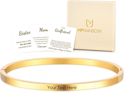 Personalized Gold Bracelets for Women - 14K Gold Plated Bracelet, Name ID Engraved Friendship Bangle Bracelet,Gold Classic Bangles Trendy Jewelry,Anniversary Valentines Day Gifts for Her Girlfriend in Saudi Arabia