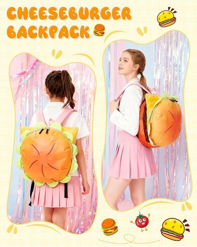Cheeseburger Backpack Multi-Compartment, Universe Hamburger Backpack Burger Backpack Daypack in Saudi Arabia