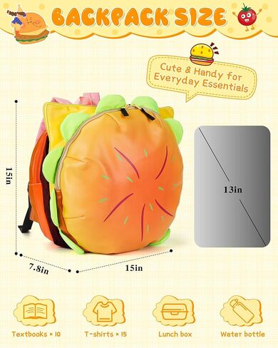 Cheeseburger Backpack Multi-Compartment, Universe Hamburger Backpack Burger Backpack Daypack in Saudi Arabia