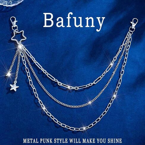 Layered Pants Chain Punk Silver Pocket Chain Star Jeans Chain Hip Hop Wallet Chain Accessories for Women Men in Saudi Arabia