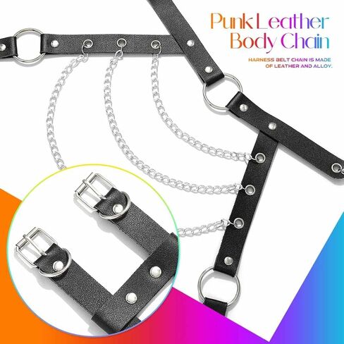 BODIY Leather Chest Belt Black Chest Harness Punk Waist Belt Layered Body Chain for Women in Saudi Arabia