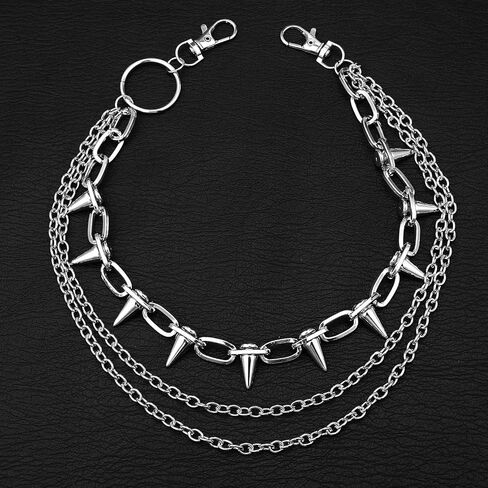 سلسلة سراويل للرجال والنساء - سلسلة جينز مابور ذات طبقات من قماش البانك برشام، إكسسوار حزام قوطي مع سبائك الزنك الفولاذية، سلاسل محفظة لراكبي الدراجات النارية لأزياء الروك (قطعة واحدة) in Saudi Arabia