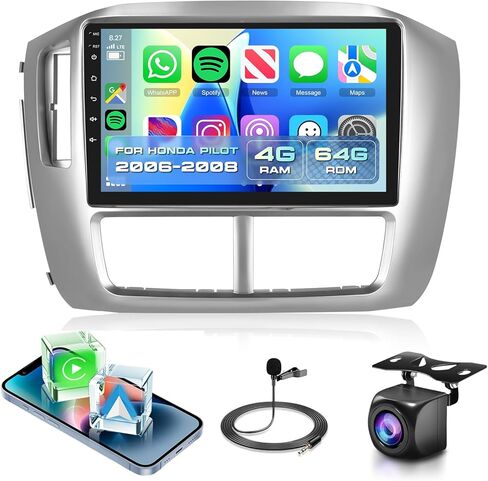 8 CORE 6G+128G Car Radio Stereo for Honda Pilot 2006 2007 2008 with Wireless CarPlay Android Auto, 9 Inch 1280 * 720P IPS Touch Screen 32-Band DSP Android 13 GPS WiFi Bluetooth Backup Camera in Saudi Arabia