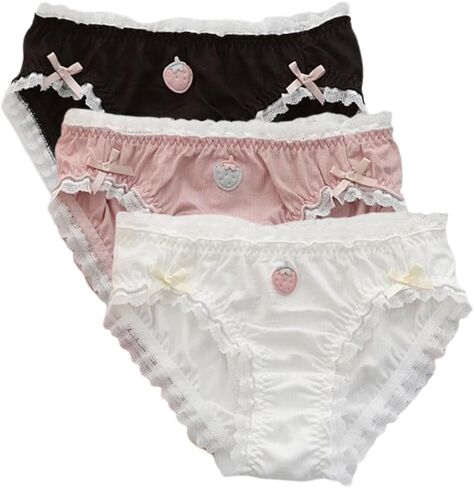 Women’s Underwear Cotton Panties Plus Size Strawberry Ruffled Cute Kawaii Japanese Underwear 2 Pack in Saudi Arabia