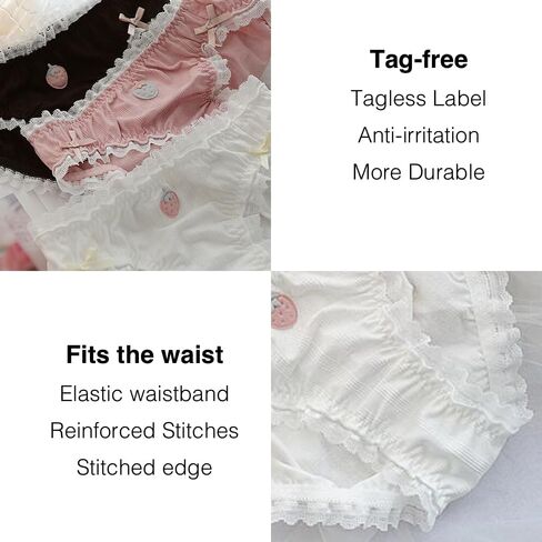 Women’s Underwear Cotton Panties Plus Size Strawberry Ruffled Cute Kawaii Japanese Underwear 2 Pack in Saudi Arabia