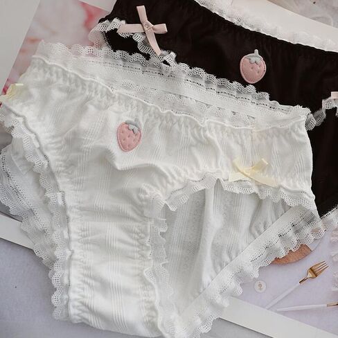Women’s Underwear Cotton Panties Plus Size Strawberry Ruffled Cute Kawaii Japanese Underwear 2 Pack in Saudi Arabia