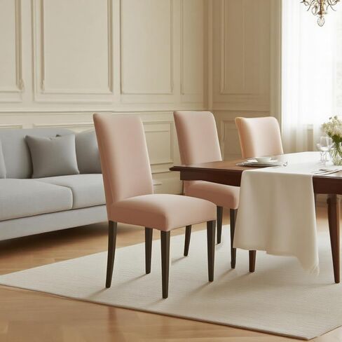 مجموعة أغطية كراسي تناول الطعام الفاخرة المقاومة للماء مكونة من 4 قطع، أغطية كراسي طعام قابلة للإزالة وقابلة للغسل، أغطية كراسي طعام من الألياف اللدنة للفندق والمطاعم والولائم والمطبخ (بلون كريمي) in Kuwait