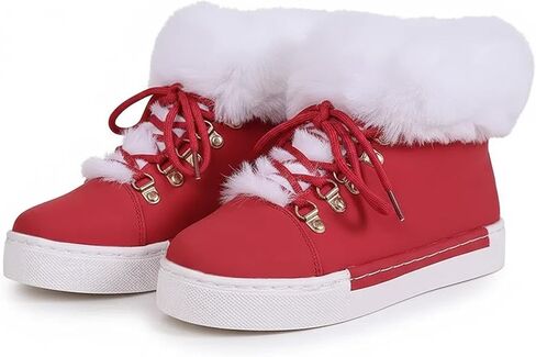 Women'S Flat Lace-Up Snow Ankle Boots Fashionable Winter Warm Thick-Soled Non-Slip Plush Lined Work Boots Comfortable Casual Snow Boots in Saudi Arabia